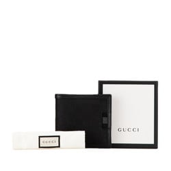 Gucci GG Nylon Bi-fold Wallet 150413 Black Leather Women's GUCCI