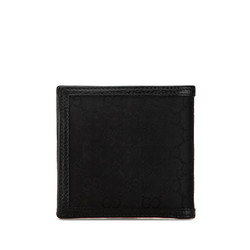 Gucci GG Nylon Bi-fold Wallet 150413 Black Leather Women's GUCCI