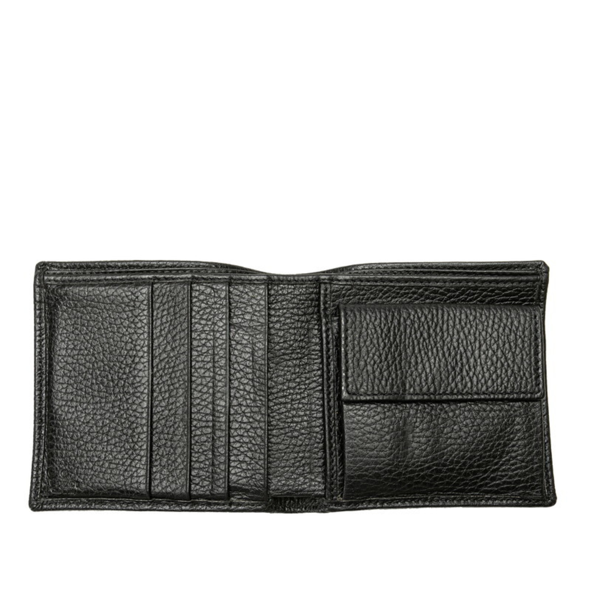 Gucci GG Nylon Bi-fold Wallet 150413 Black Leather Women's GUCCI