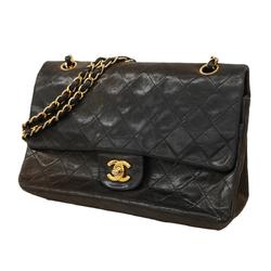 Chanel Shoulder Bag Matelasse W Flap Chain Lambskin Black Women's