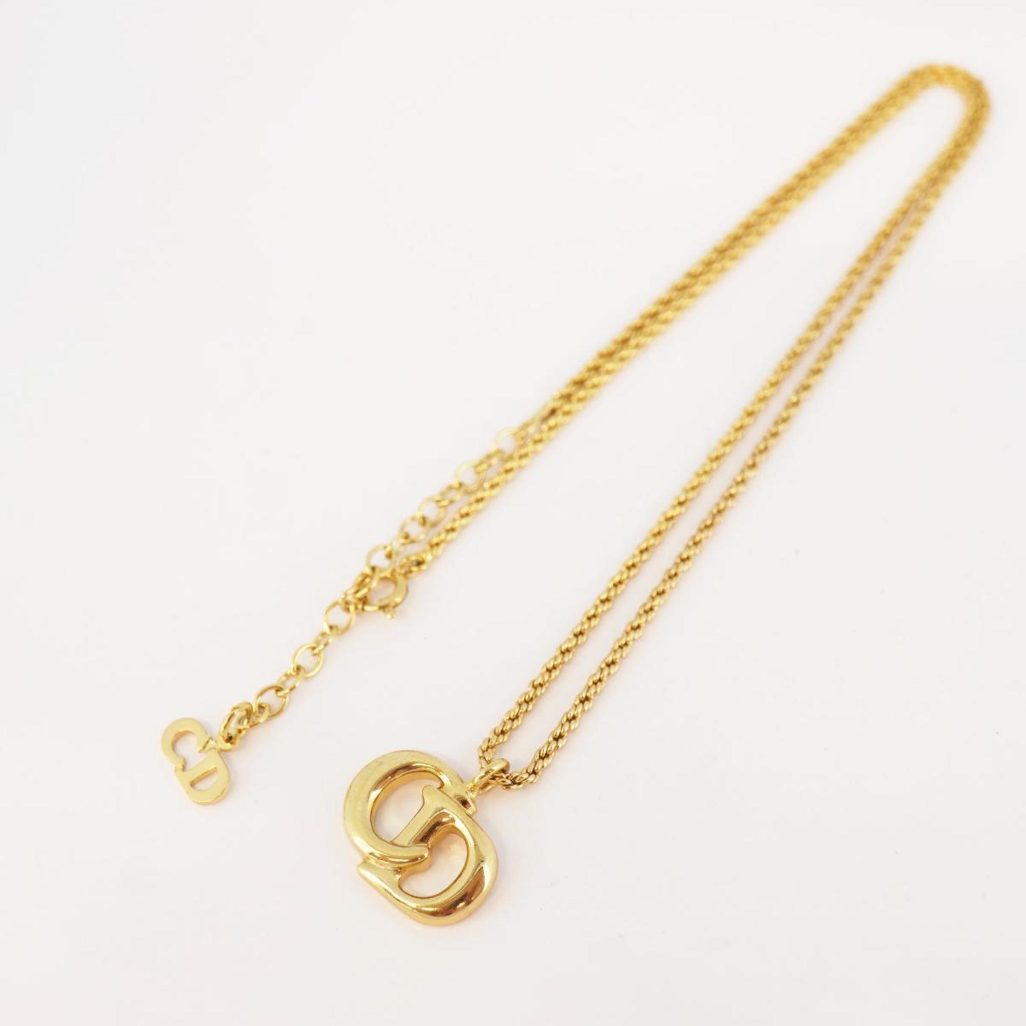 Christian Dior Necklace CD GP Plated Gold Women's