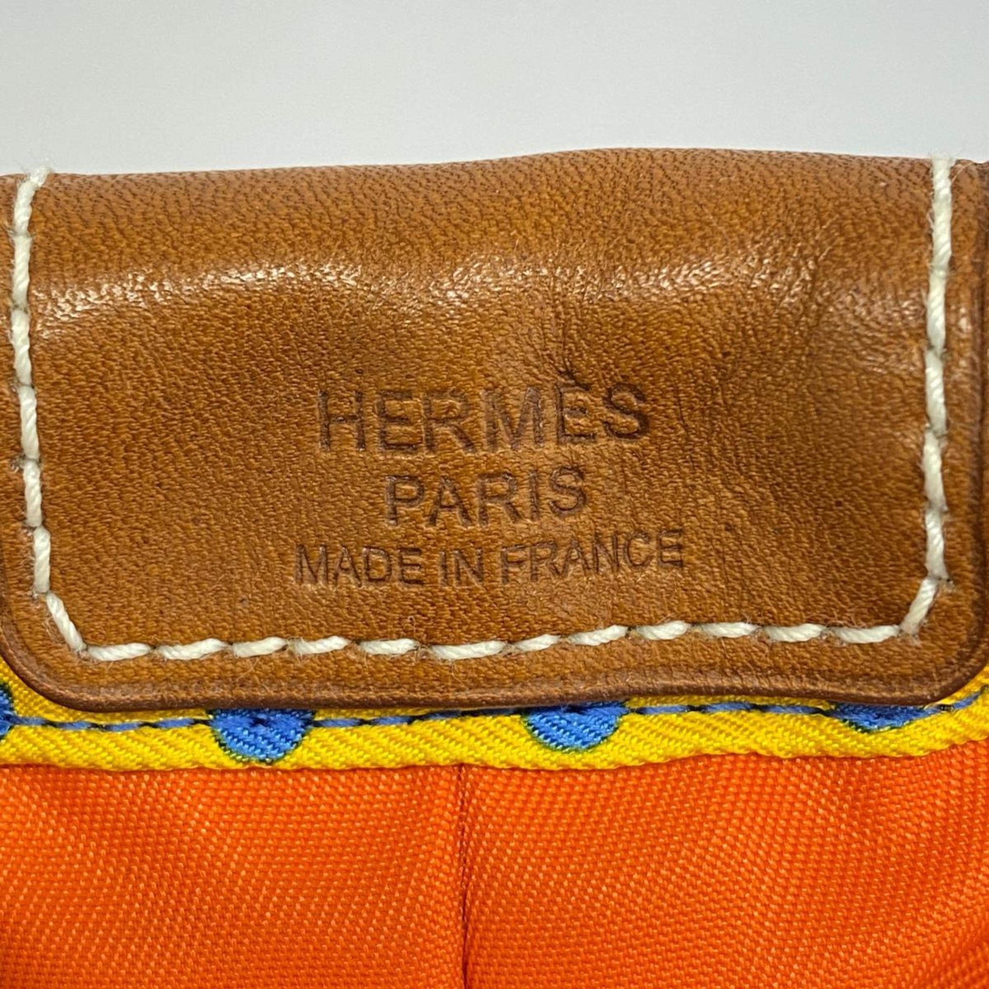 Hermes Pouch Fourbi 25 Z Stamp Silk Yellow Women's