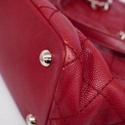 Chanel Shoulder Bag Matelasse Chain Caviar Skin Red Women's