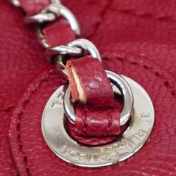 Chanel Shoulder Bag Matelasse Chain Caviar Skin Red Women's