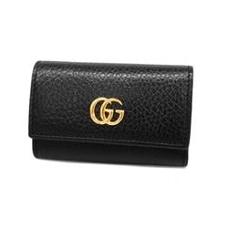 Gucci Key Case GG Marmont 456118 Leather Black Men's Women's