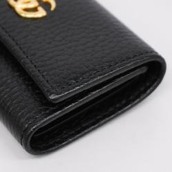 Gucci Key Case GG Marmont 456118 Leather Black Men's Women's