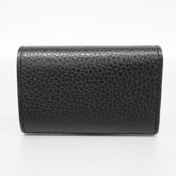 Gucci Key Case GG Marmont 456118 Leather Black Men's Women's