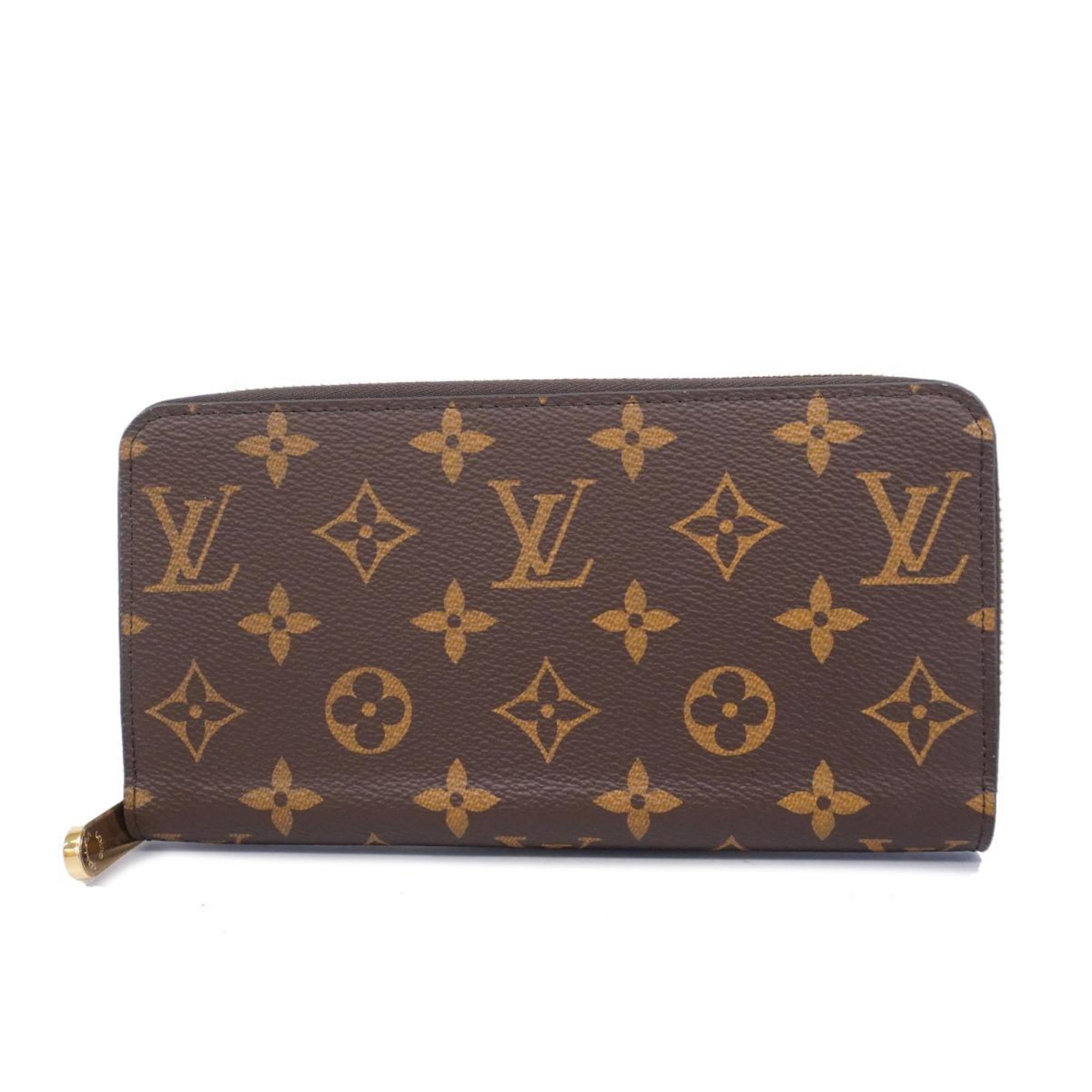 Louis Vuitton Long Wallet Monogram Zippy M41896 Brown Coquelicot Men's Women's