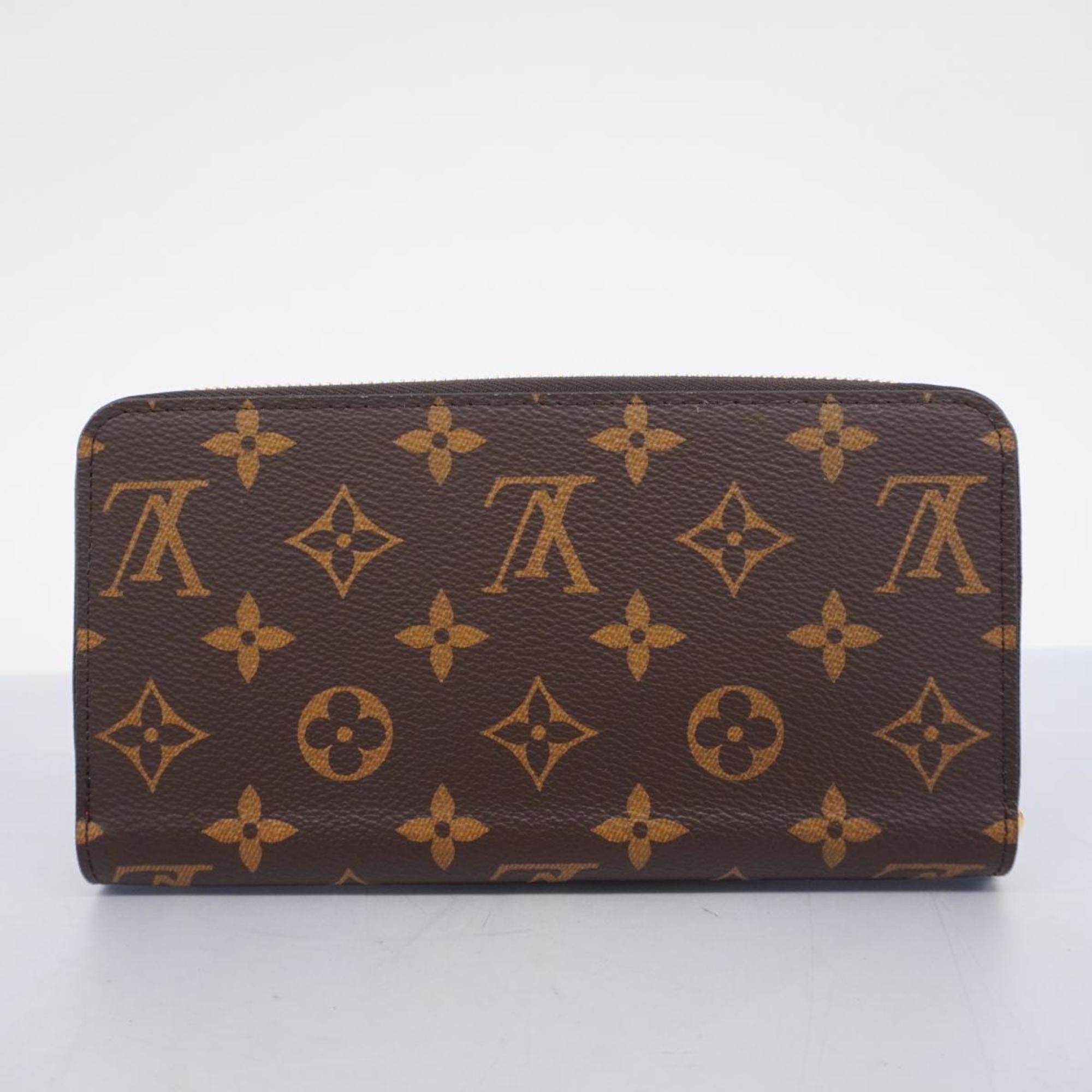 Louis Vuitton Long Wallet Monogram Zippy M41896 Brown Coquelicot Men's Women's