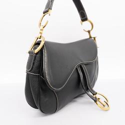 Christian Dior Handbag Saddle Bag Leather Black Women's