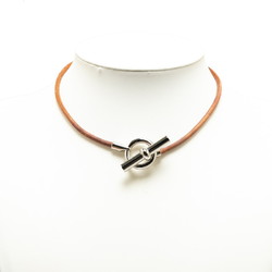 Hermes Grennan Choker Brown Gold Plated Leather Women's HERMES