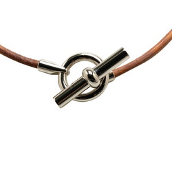 Hermes Grennan Choker Brown Gold Plated Leather Women's HERMES