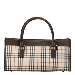 Burberry Nova Check Handbag Beige Brown Canvas Leather Women's BURBERRY