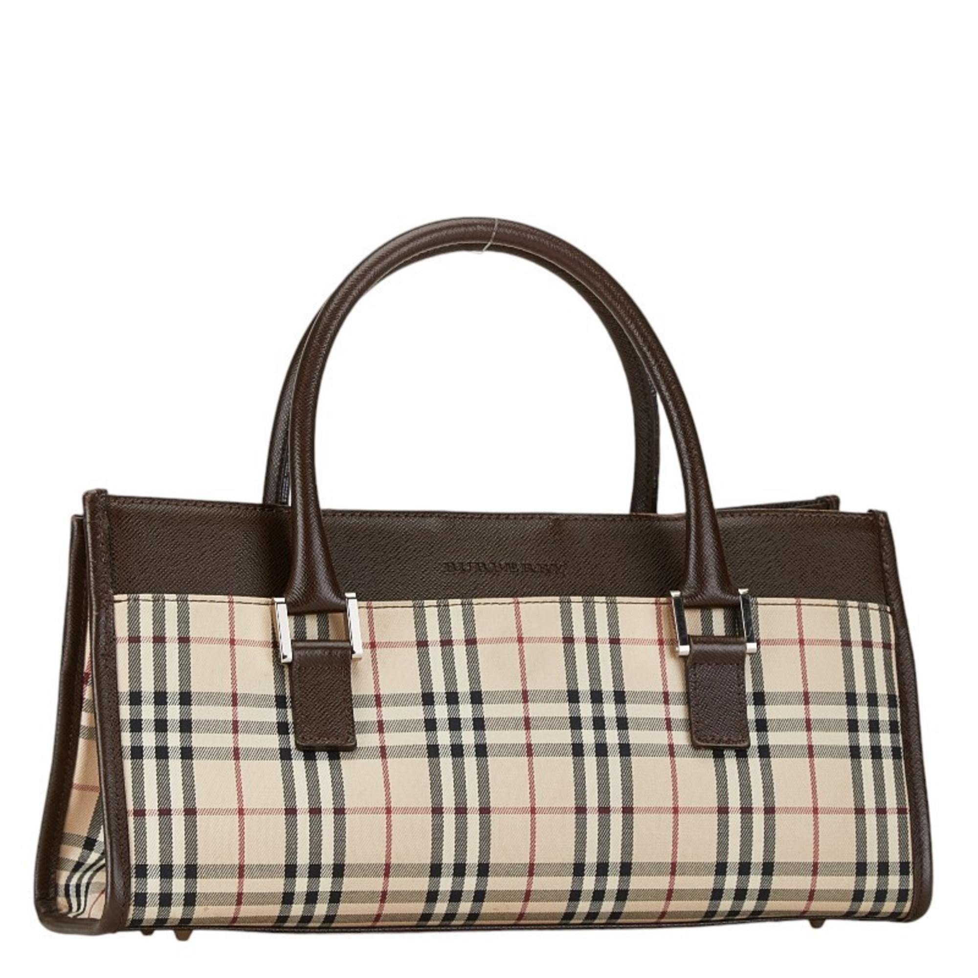 Burberry Nova Check Handbag Beige Brown Canvas Leather Women's BURBERRY