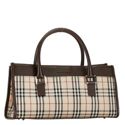 Burberry Nova Check Handbag Beige Brown Canvas Leather Women's BURBERRY