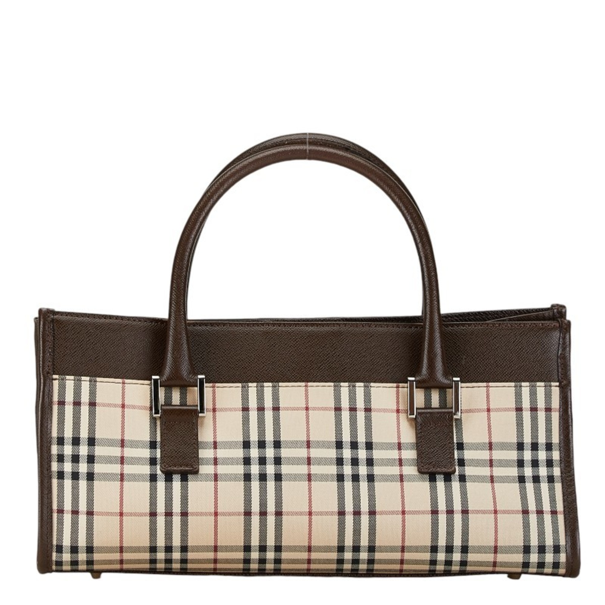 Burberry Nova Check Handbag Beige Brown Canvas Leather Women's BURBERRY