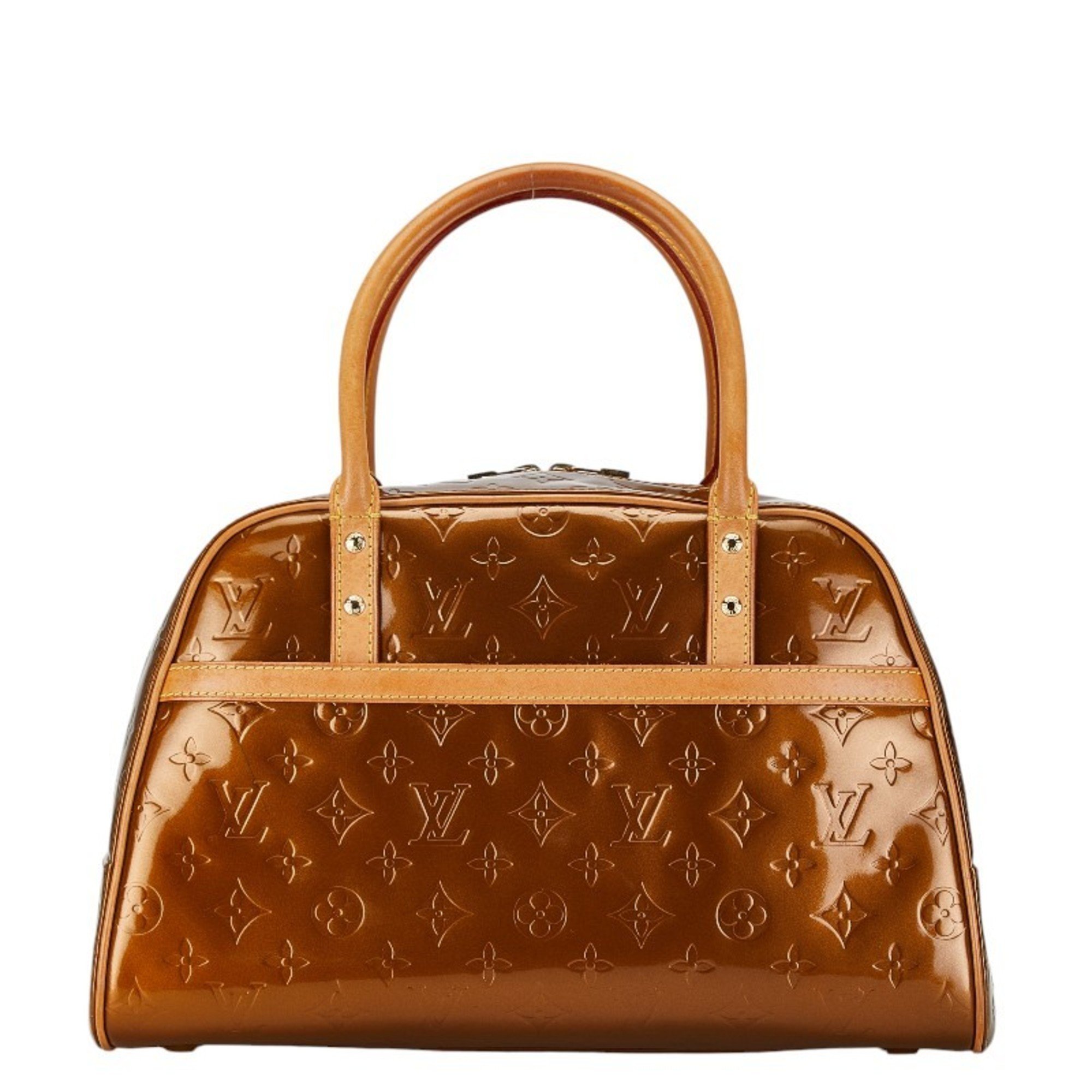 Louis Vuitton Monogram Vernis Tompkins Square Handbag Boston Bag M91103 Bronze Brown Patent Leather Women's LOUIS VUITTON