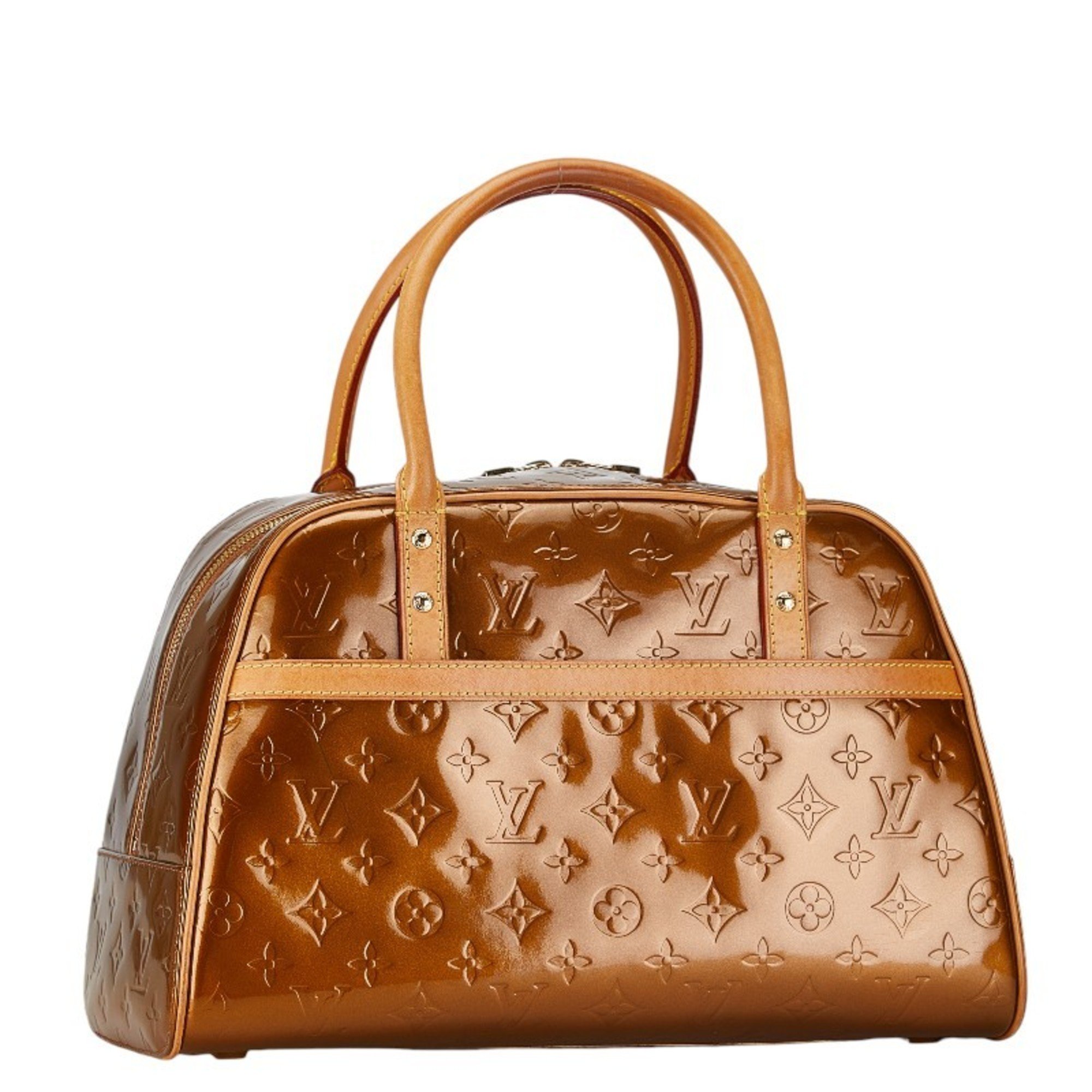 Louis Vuitton Monogram Vernis Tompkins Square Handbag Boston Bag M91103 Bronze Brown Patent Leather Women's LOUIS VUITTON