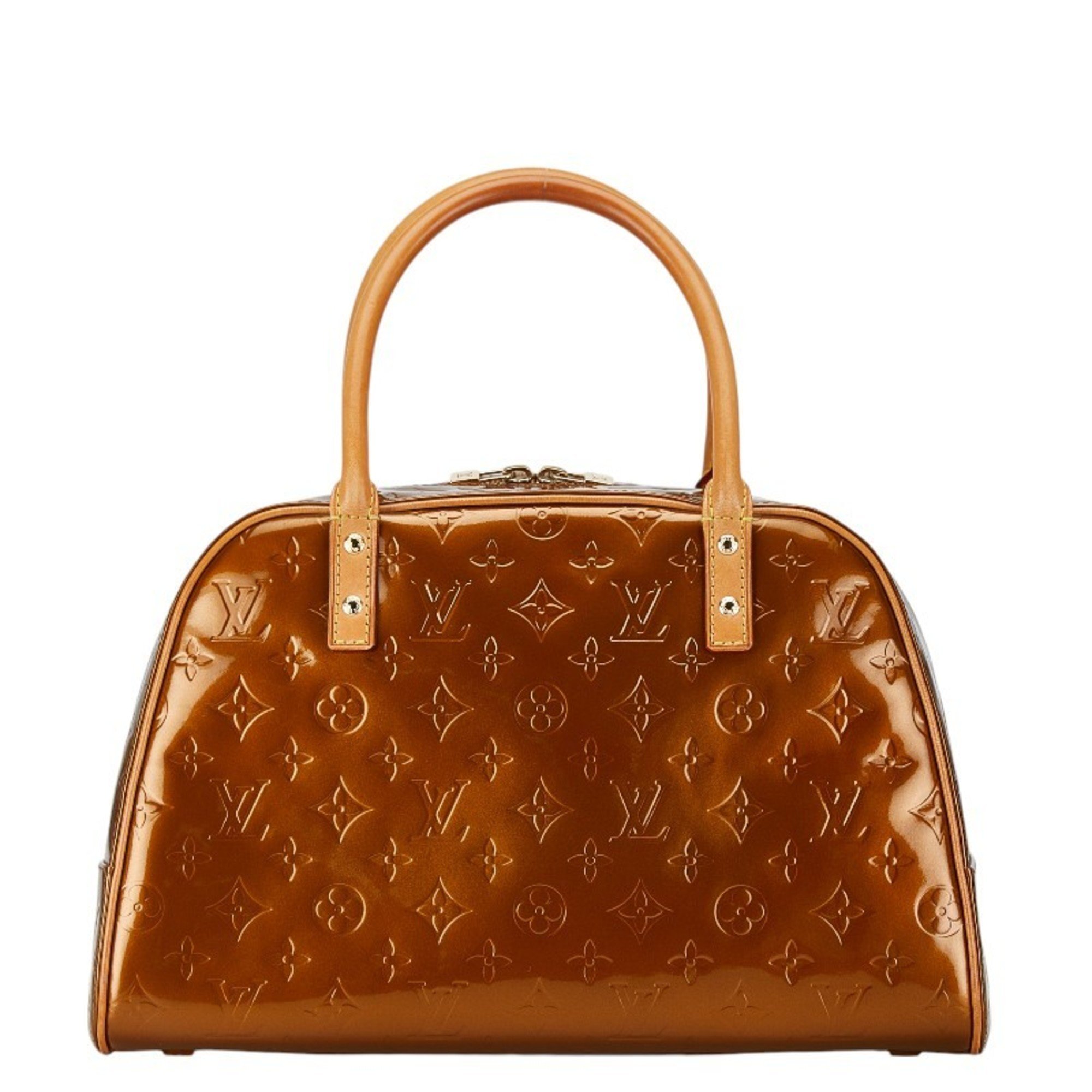 Louis Vuitton Monogram Vernis Tompkins Square Handbag Boston Bag M91103 Bronze Brown Patent Leather Women's LOUIS VUITTON