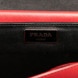 Prada Triangle Plate Studs Handbag Shoulder Bag Red Leather Women's PRADA