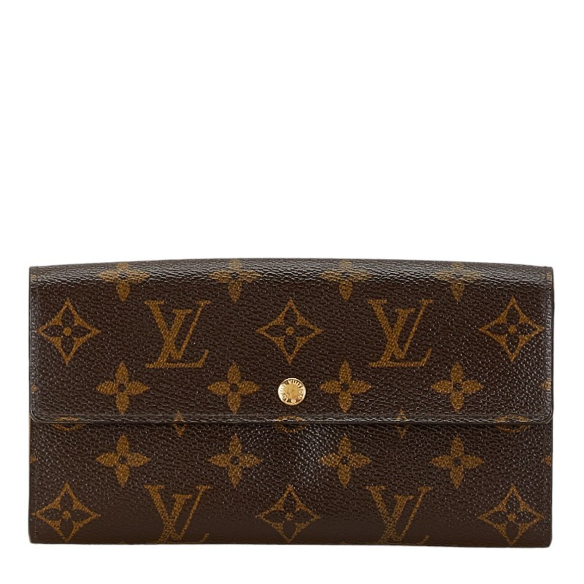 Louis Vuitton Monogram Portefeuille Sarah Long Wallet M61734 Brown PVC Leather Women's LOUIS VUITTON