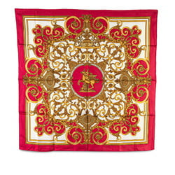 Hermes Carre 90 LES TUILERIES Tuileries Scarf Muffler Pink White Multicolor Silk Women's HERMES