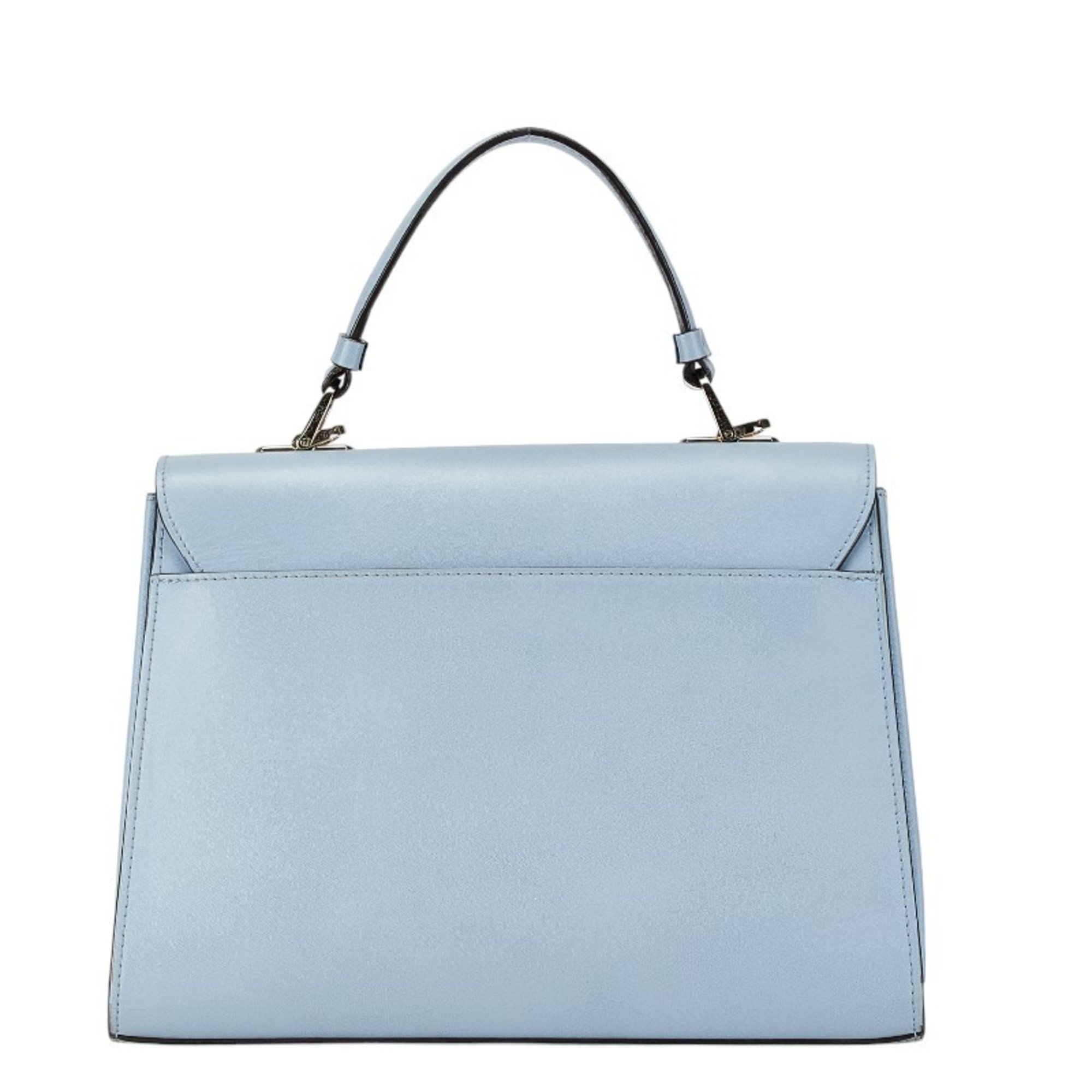 Furla Muguet Flower Motif Handbag Shoulder Bag Light Blue White Leather Women's