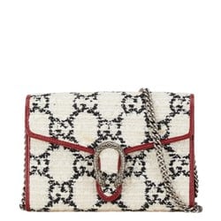 Gucci Dionysus Chain Shoulder Bag 401231 White Black Red Tweed Leather Women's GUCCI