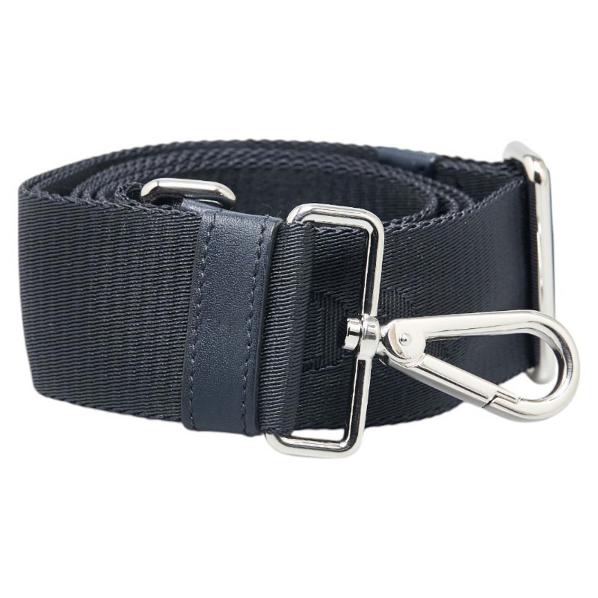 Prada Shoulder Strap Navy Silver Polyester Leather Women's PRADA