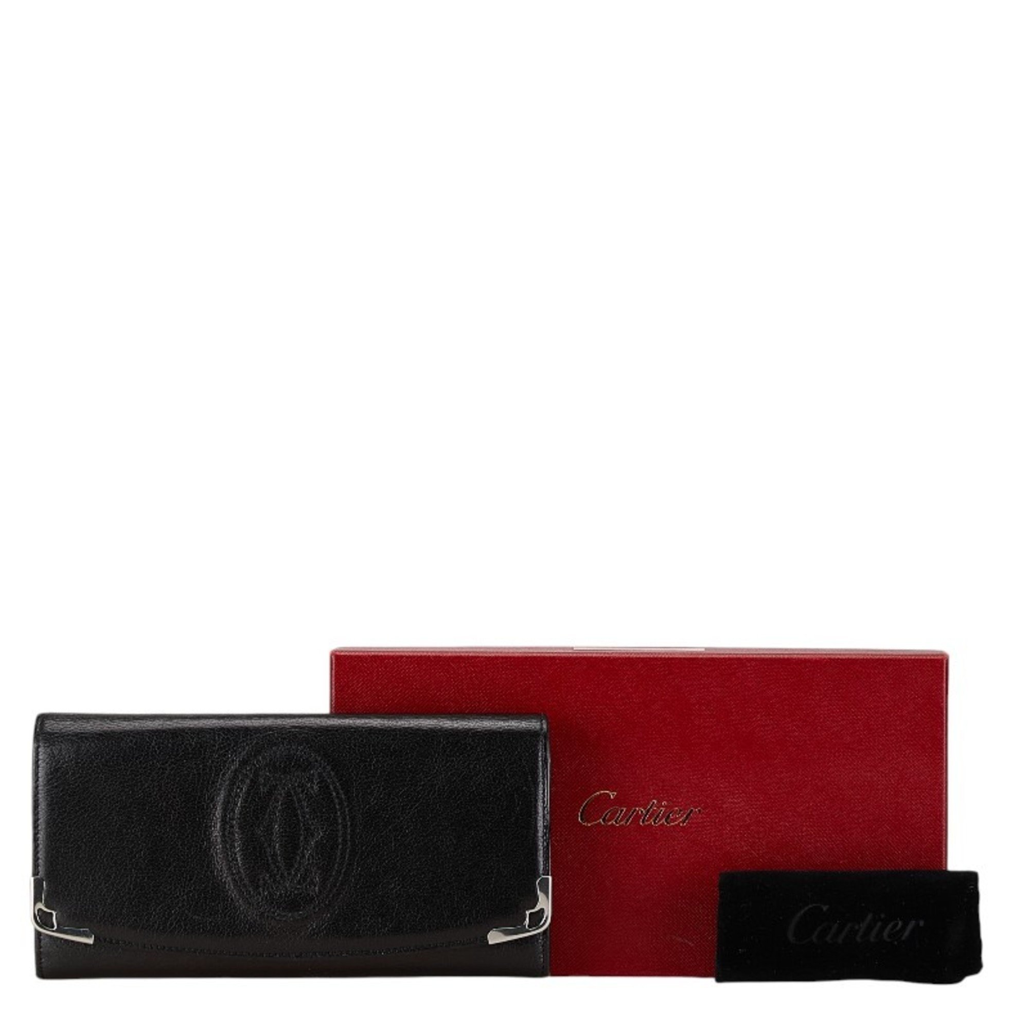 Cartier Marcello de Long Wallet L3000911 Black Leather Women's CARTIER