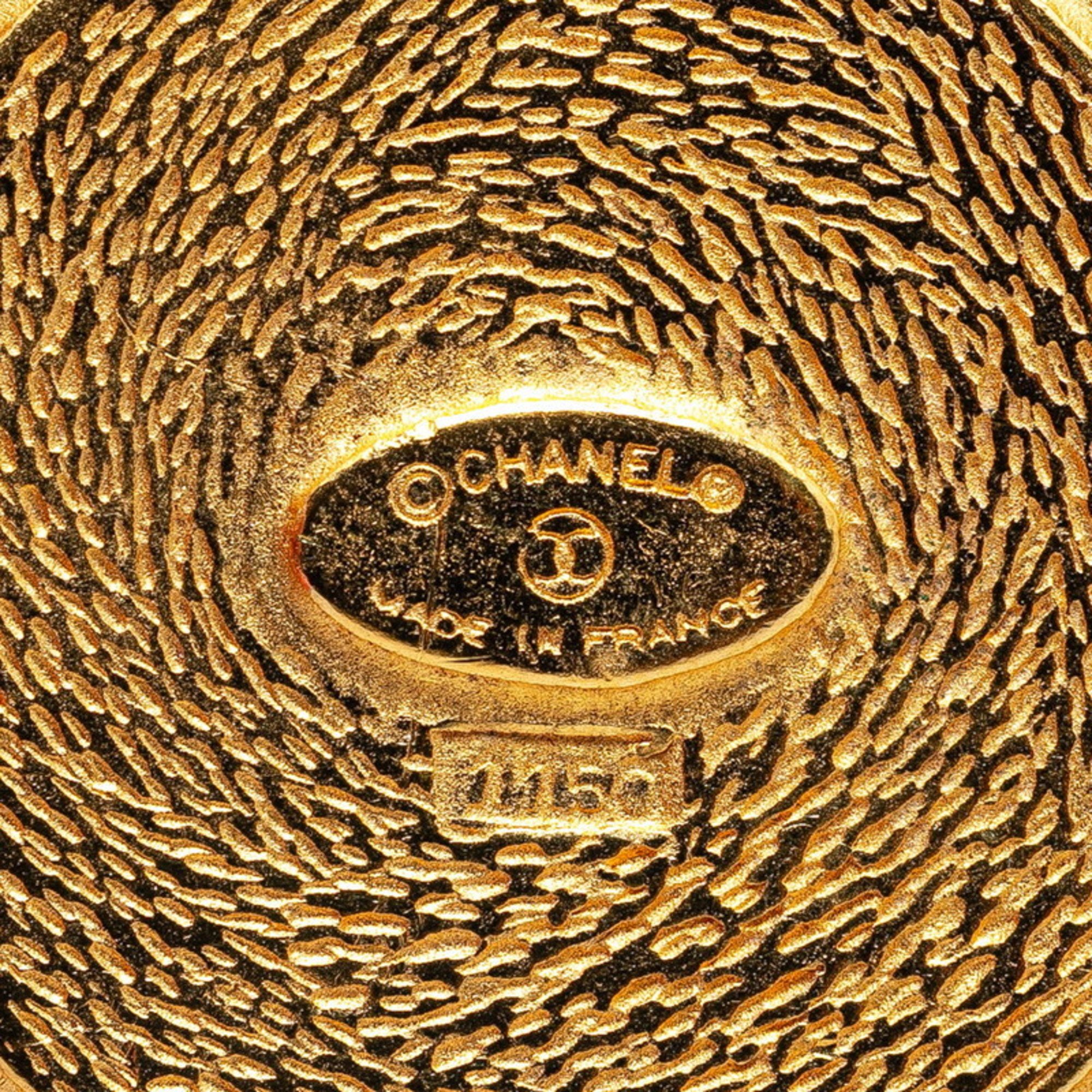 CHANEL Cambon Round Brooch Gold Plated Women's