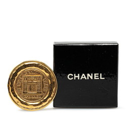 CHANEL Cambon Round Brooch Gold Plated Women's