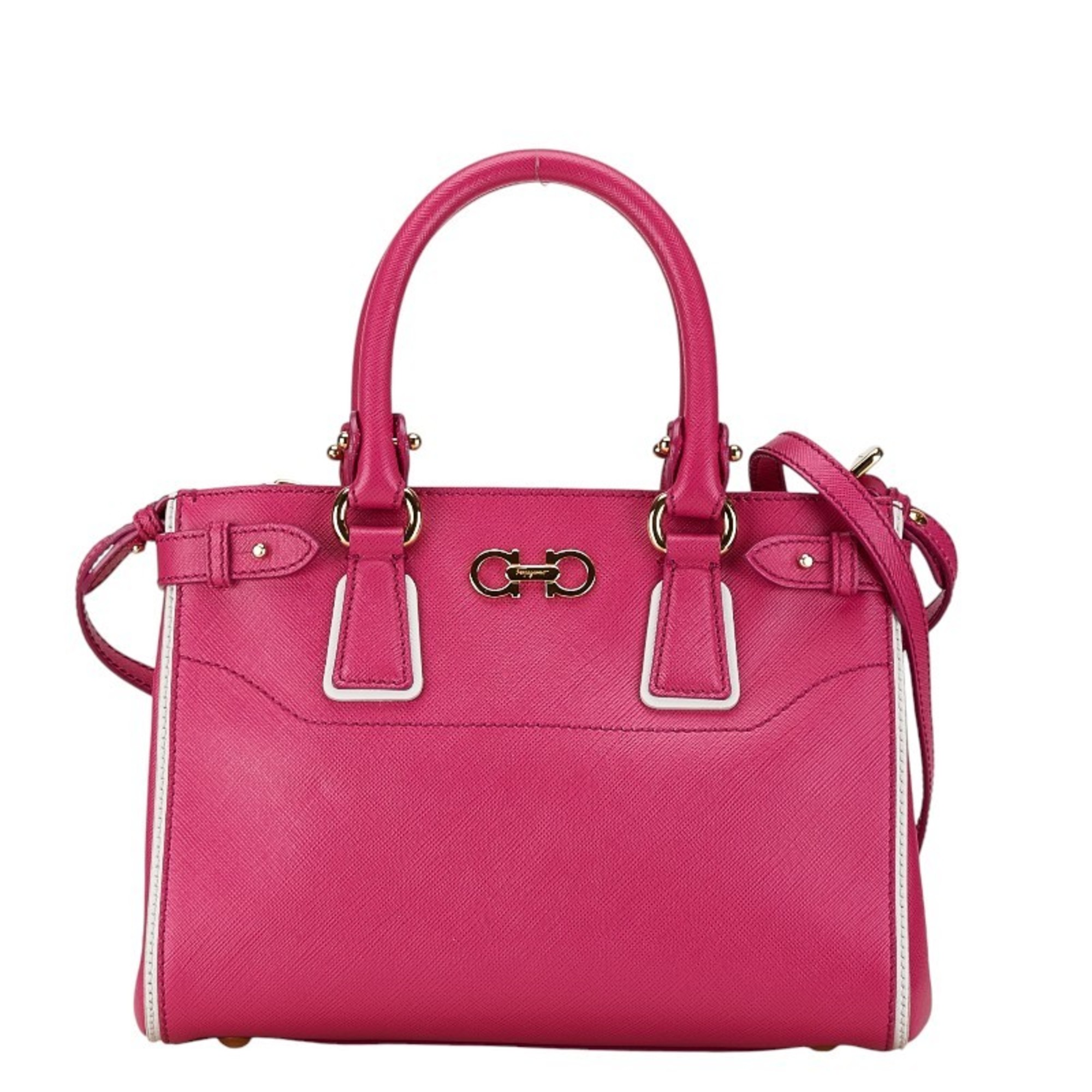 Salvatore Ferragamo Gancini handbag shoulder bag pink leather women's