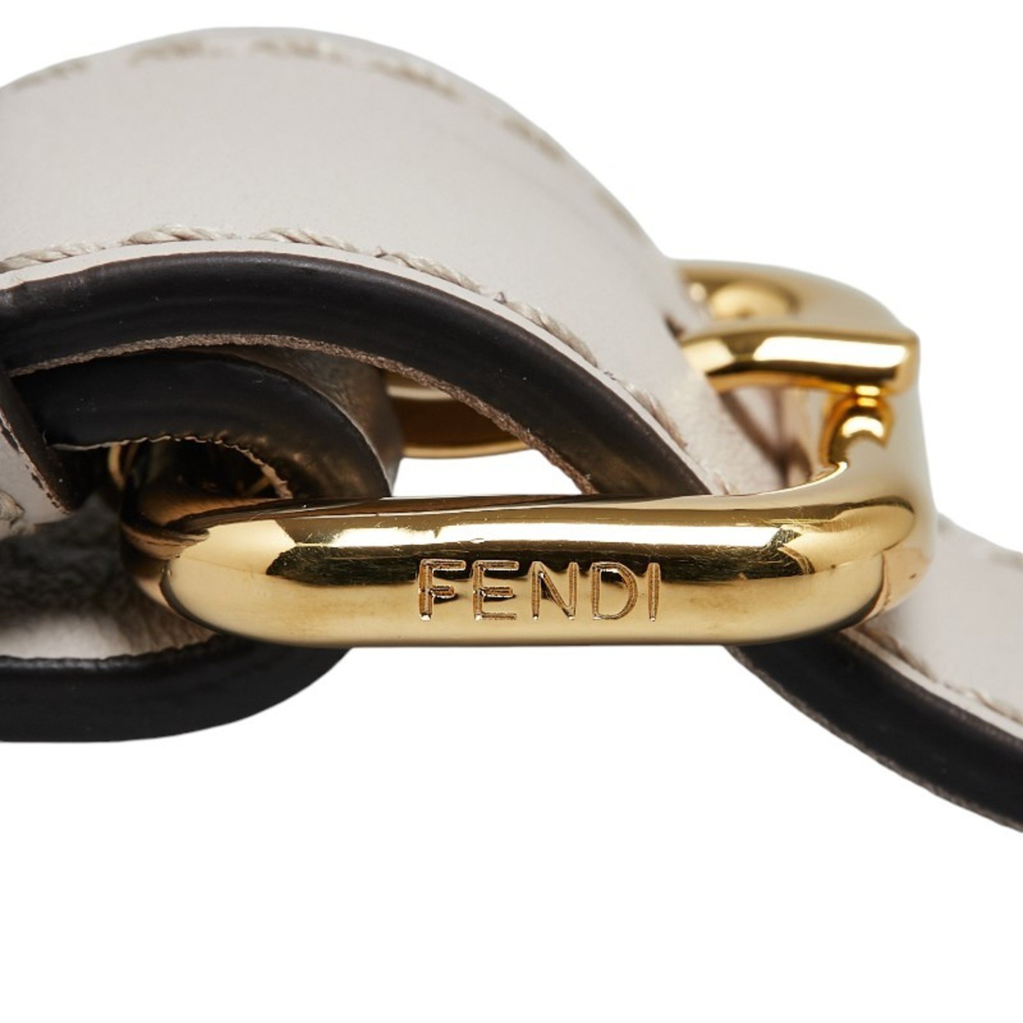 FENDI Shoulder Strap Grey Gold Leather Women's