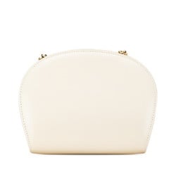 Salvatore Ferragamo Gancini Chain Shoulder Bag Ivory White Leather Women's