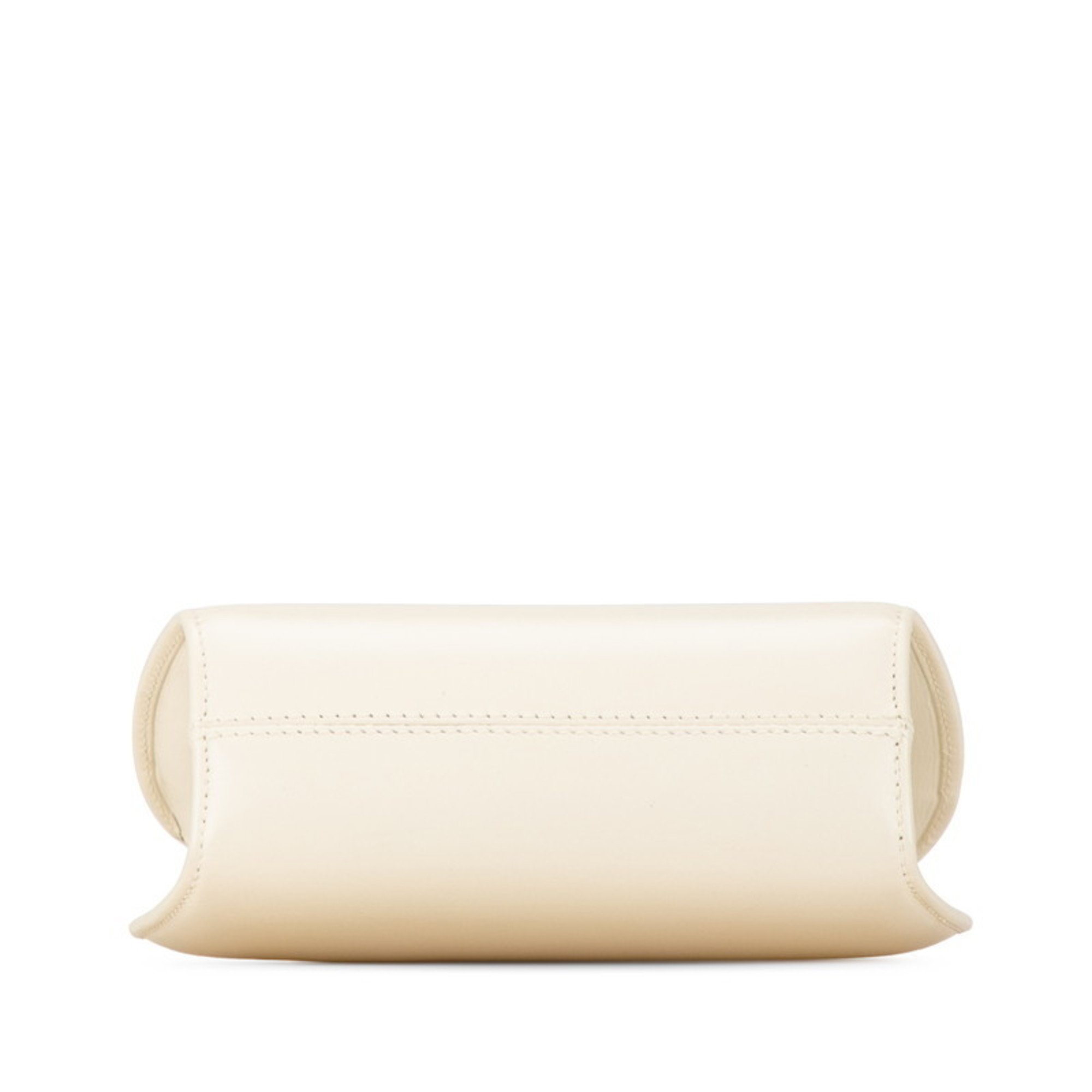 Salvatore Ferragamo Gancini Chain Shoulder Bag Ivory White Leather Women's