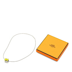 Hermes Cage d'Ache H Cube Necklace Silver Yellow Metal Women's HERMES