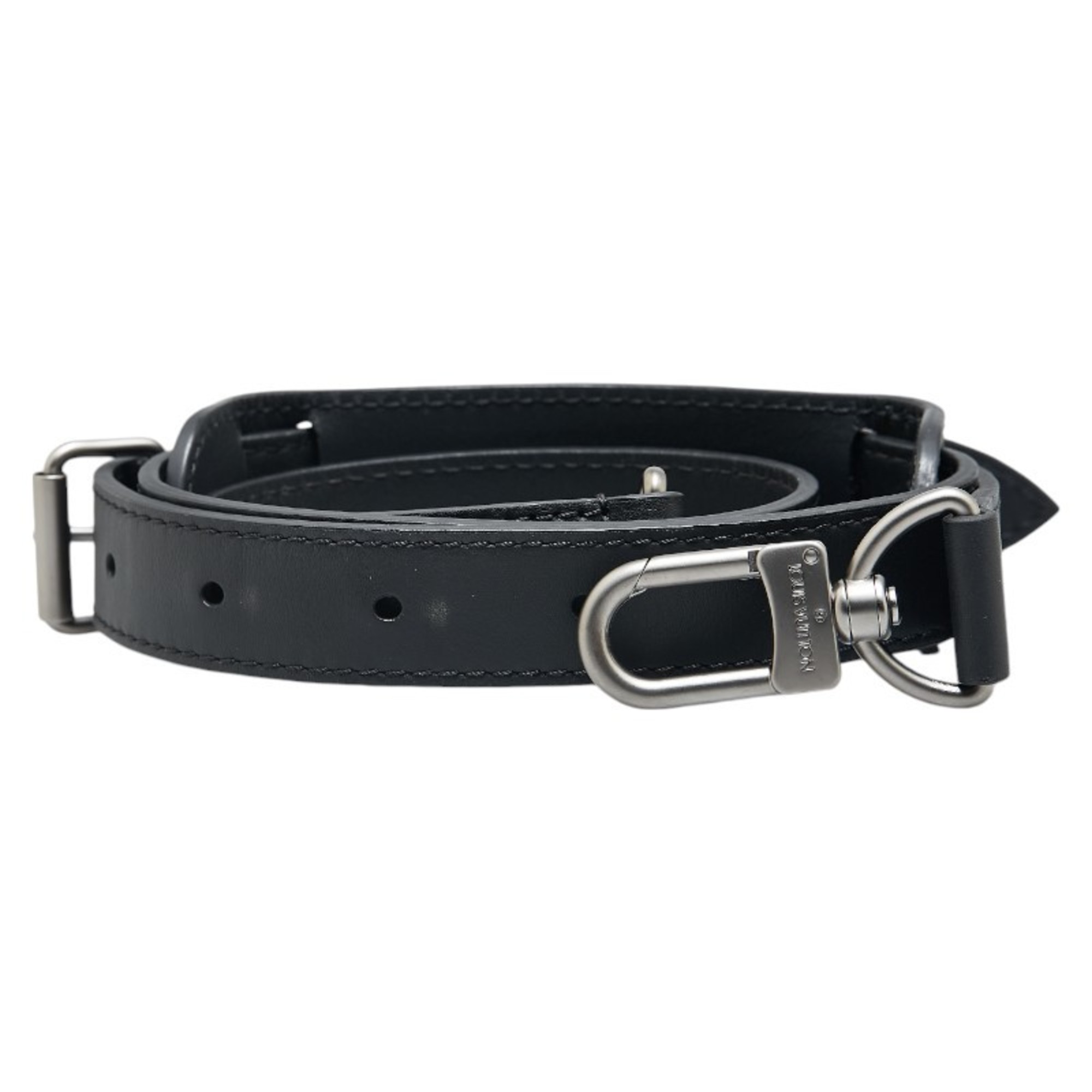 Louis Vuitton Shoulder Strap Black Silver Leather Women's LOUIS VUITTON