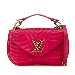 Louis Vuitton New Wave Chain Bag MM Handbag Shoulder M55020 Freesia Pink Calf Leather Women's LOUIS VUITTON