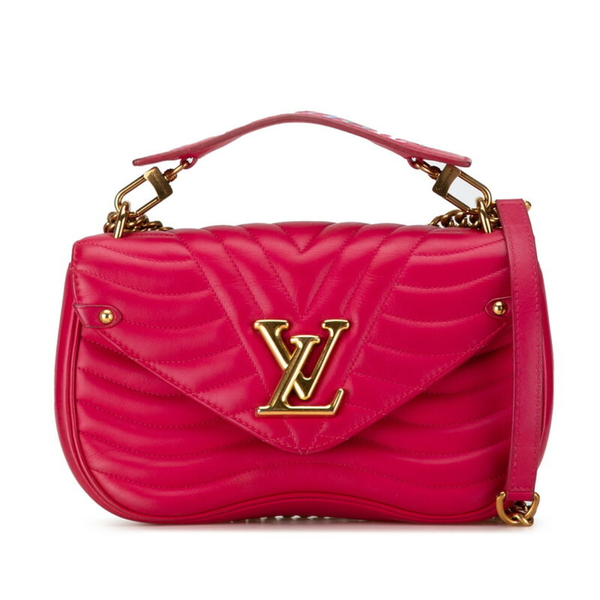 Louis Vuitton New Wave Chain Bag MM Handbag Shoulder M55020 Freesia Pink Calf Leather Women's LOUIS VUITTON