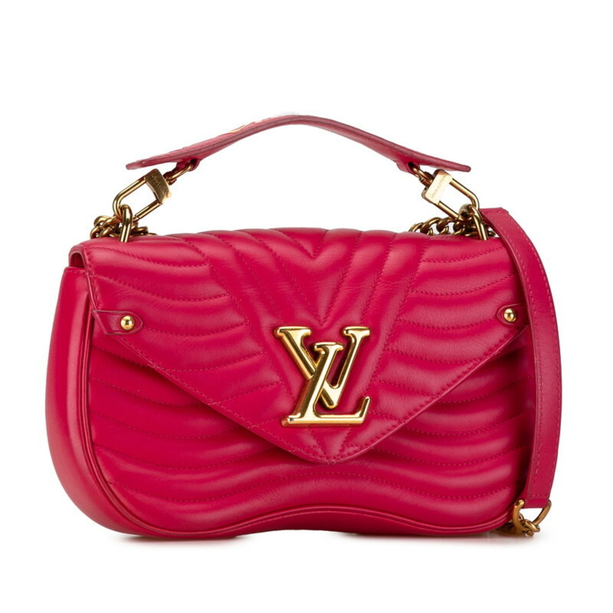 Louis Vuitton New Wave Chain Bag MM Handbag Shoulder M55020 Freesia Pink Calf Leather Women's LOUIS VUITTON