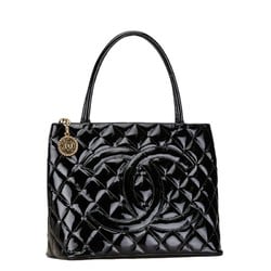 Chanel Reprint Tote Coco Mark Quilted Bag Handbag A01804 Black Enamel Women's CHANEL