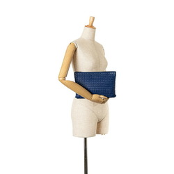 Bottega Veneta Intrecciato Clutch Bag Second Blue Leather Men's BOTTEGAVENETA