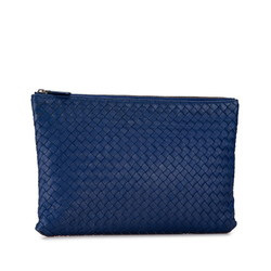 Bottega Veneta Intrecciato Clutch Bag Second Blue Leather Men's BOTTEGAVENETA