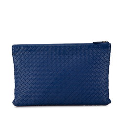 Bottega Veneta Intrecciato Clutch Bag Second Blue Leather Men's BOTTEGAVENETA