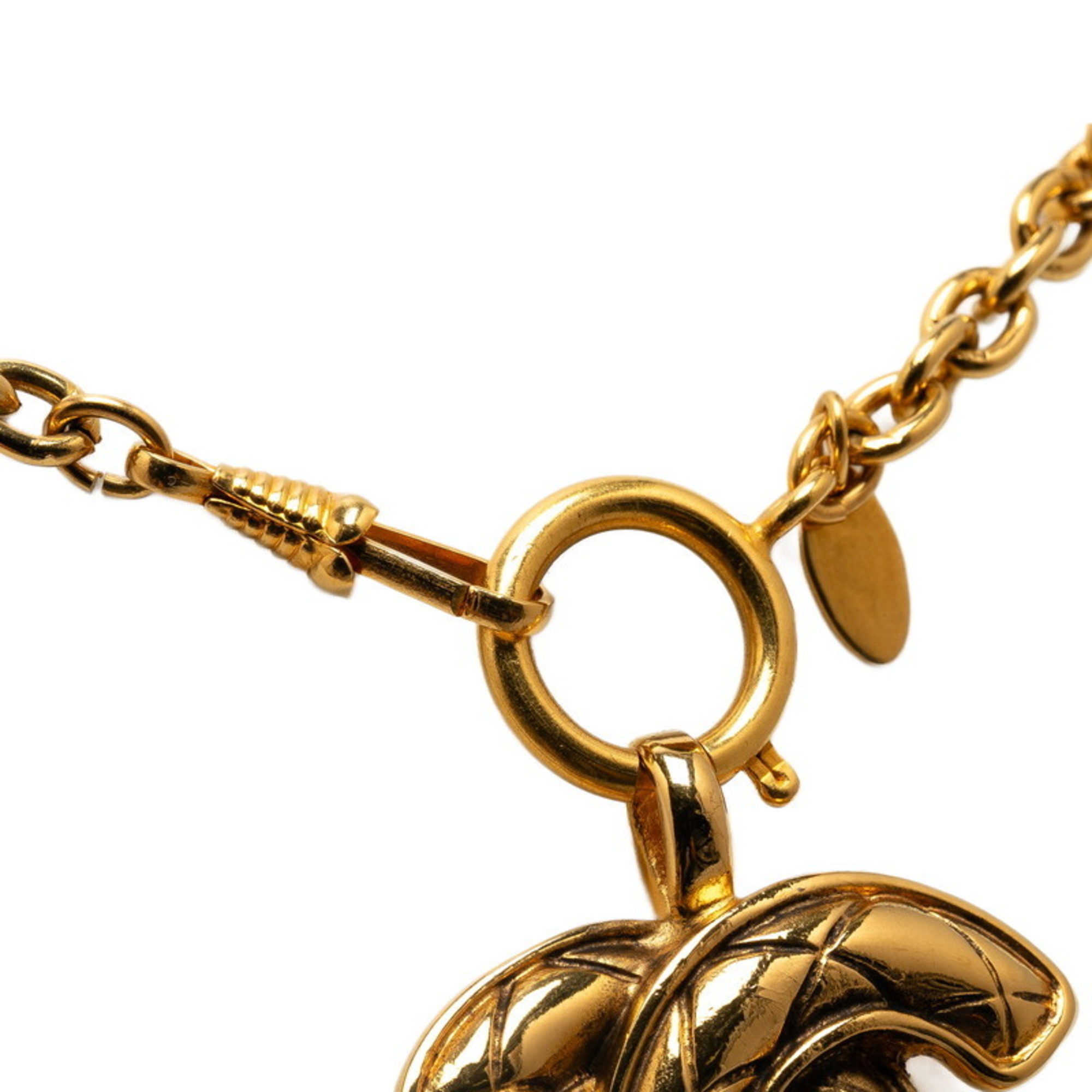 Chanel Matelasse Coco Mark Chain Necklace Gold Plated Women's CHANEL