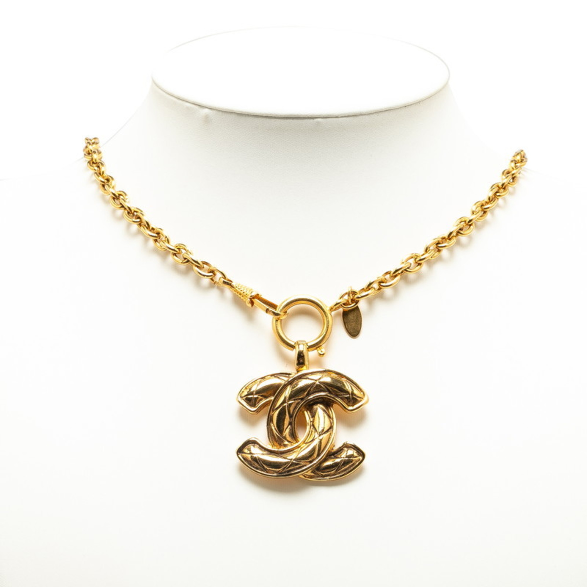 Chanel Matelasse Coco Mark Chain Necklace Gold Plated Women's CHANEL