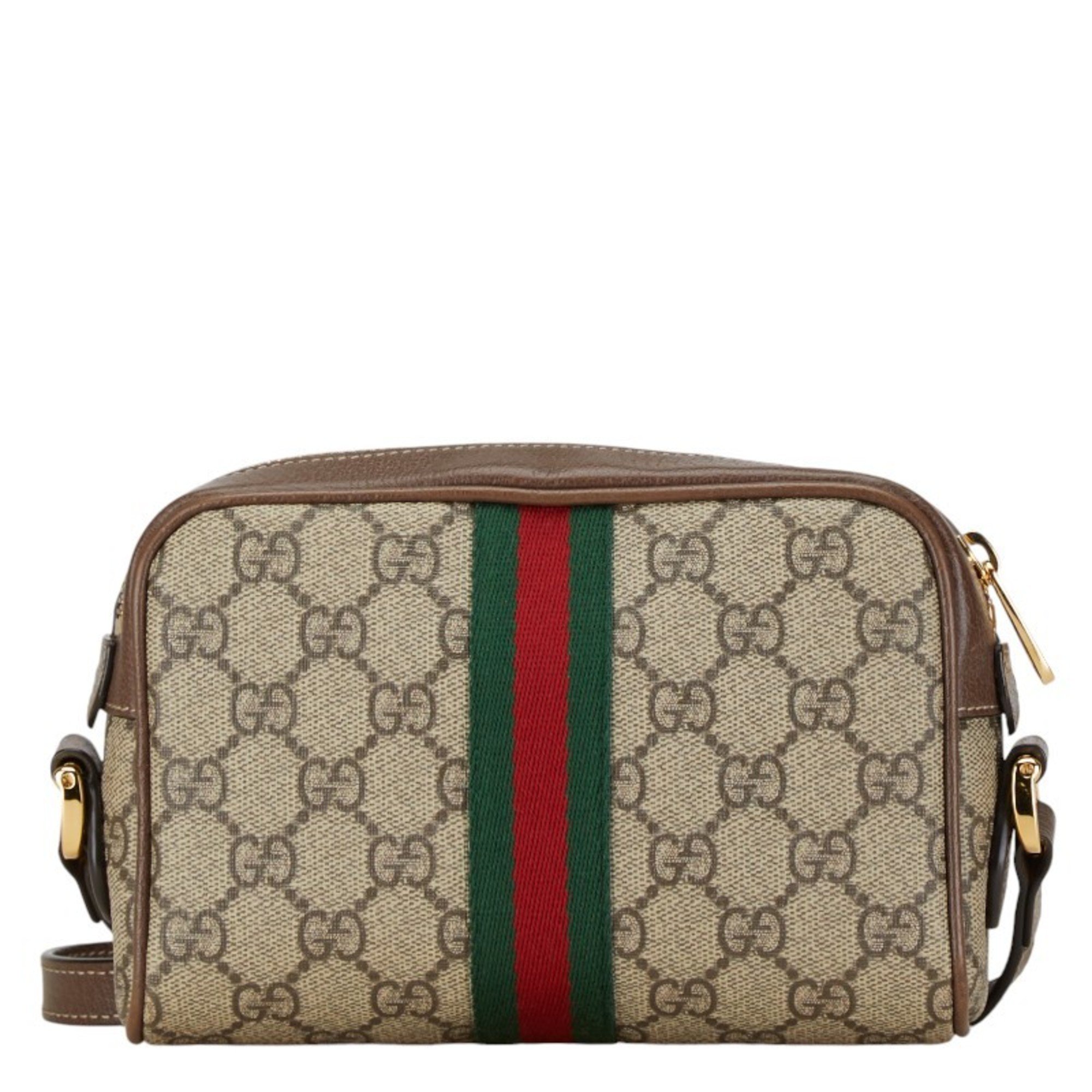 Gucci GG Supreme Ophidia Bag Shoulder 517350 Beige Brown Canvas Leather Women's GUCCI