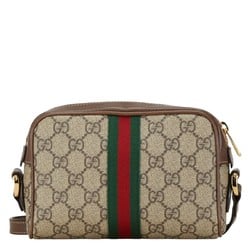 Gucci GG Supreme Ophidia Bag Shoulder 517350 Beige Brown Canvas Leather Women's GUCCI