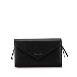 Balenciaga Long Wallet Bi-fold 571661 Black Leather Women's BALENCIAGA